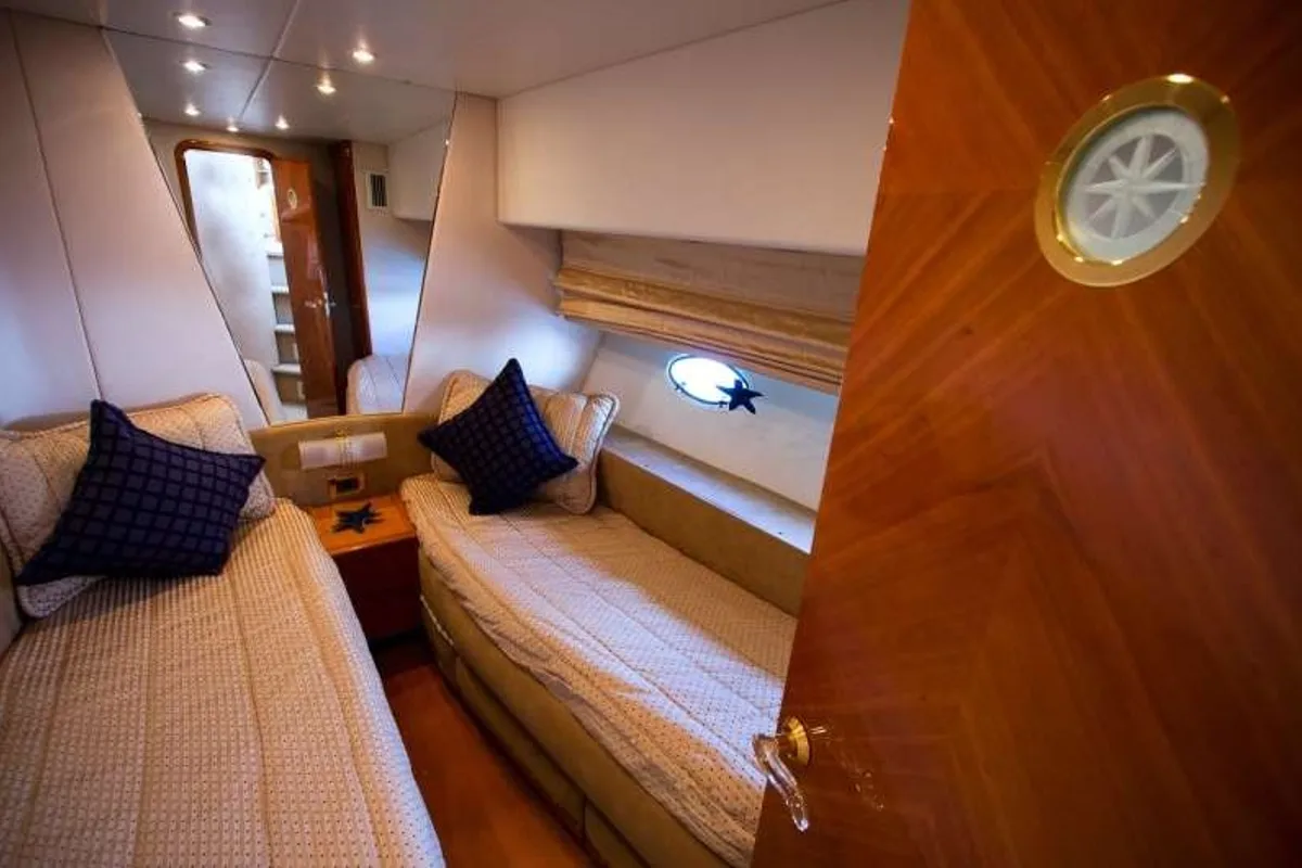 Cabin on Linda II, a Azimut 58 motorboat at Glyfada, Greece