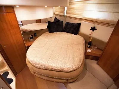 Cabin on Linda II, a Azimut 58 motorboat at Glyfada, Greece