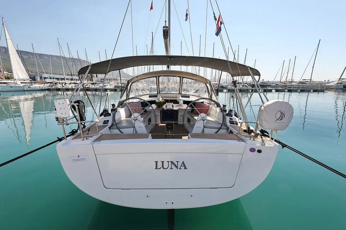 Exterior view of Luna, a Hanse 415 sailboat at Grad Šibenik, Croatia