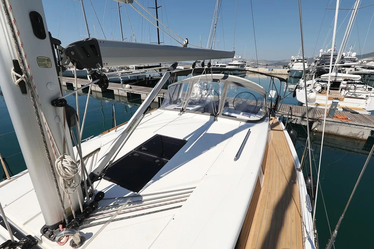 Deck of Luna, a Hanse 415 sailboat at Grad Šibenik, Croatia