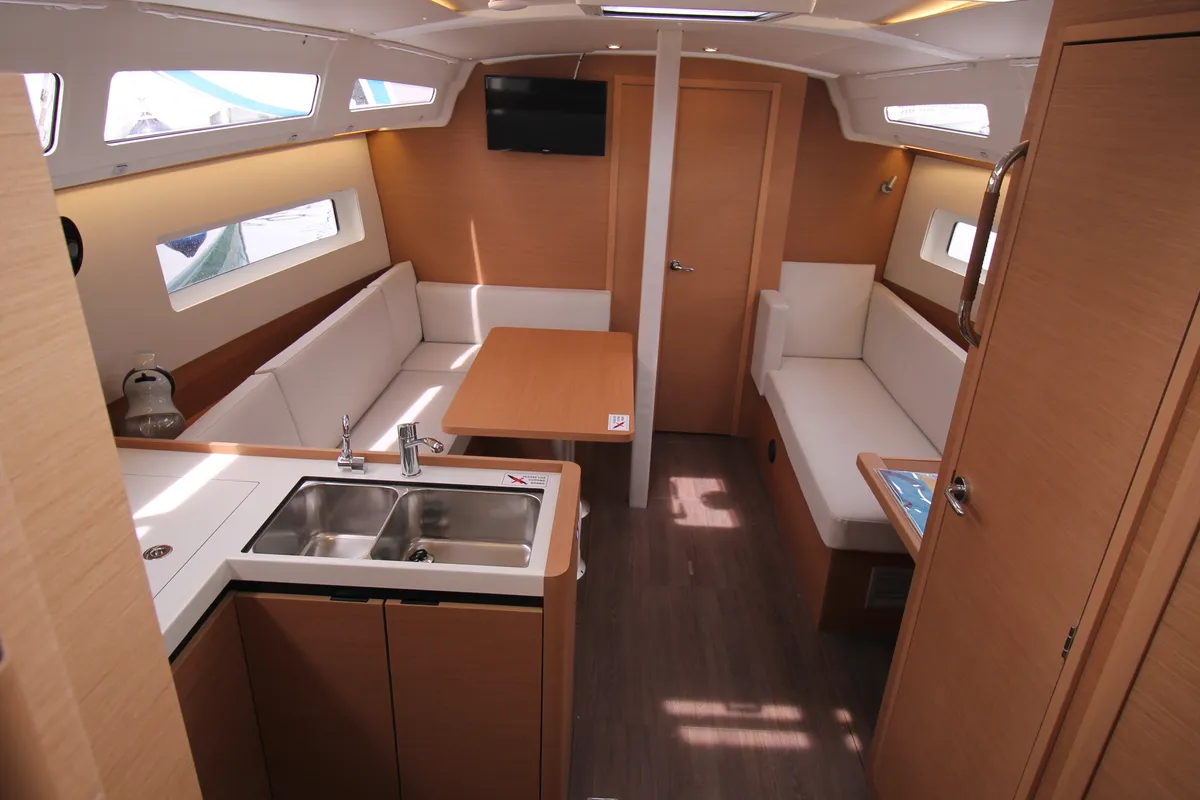 Salon of Amelie, a Jeanneau Sun Odyssey 380 sailboat at Grad Biograd na Moru, Croatia