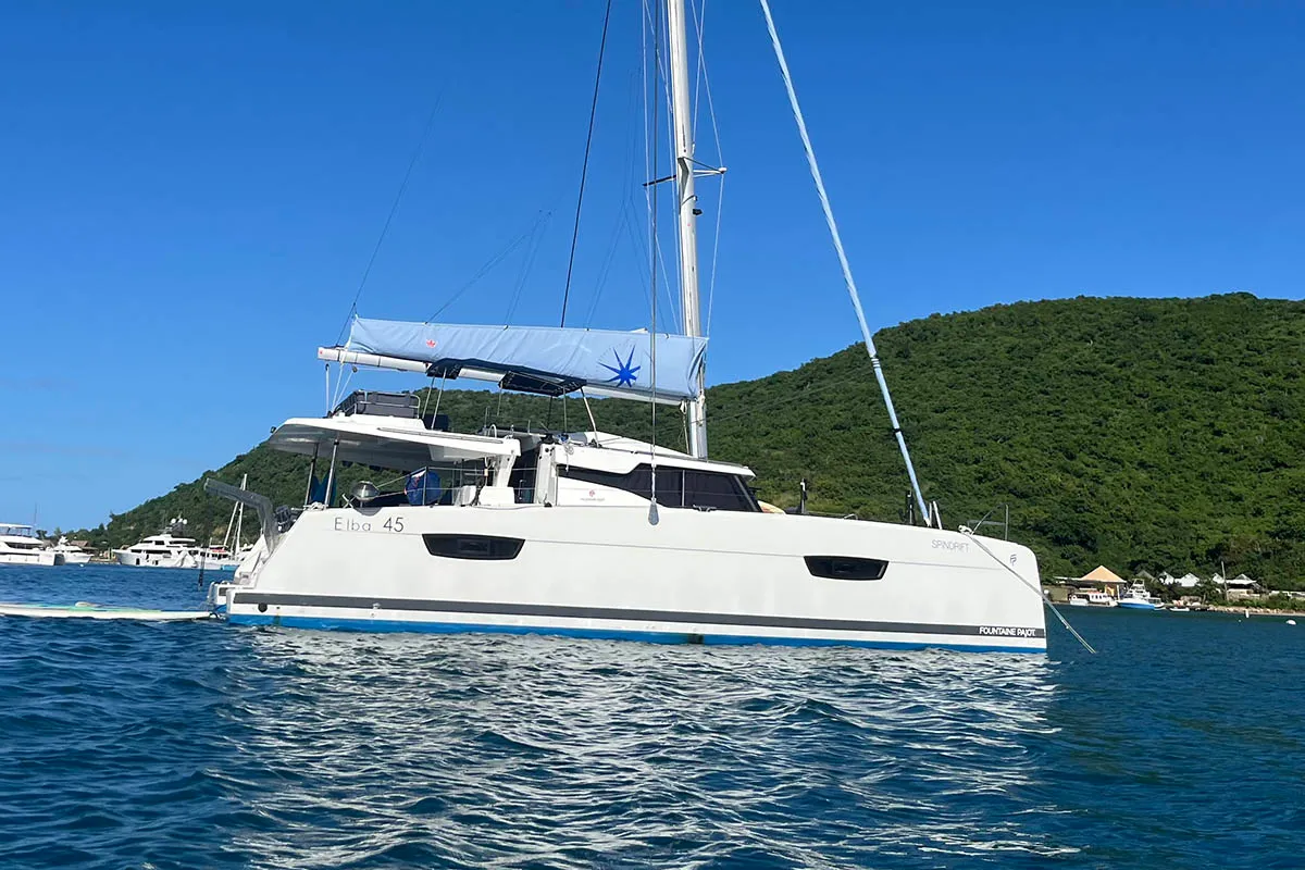 Spindrift, a Fountaine Pajot Elba 45 catamaran at Road Town, British Virgin Islands