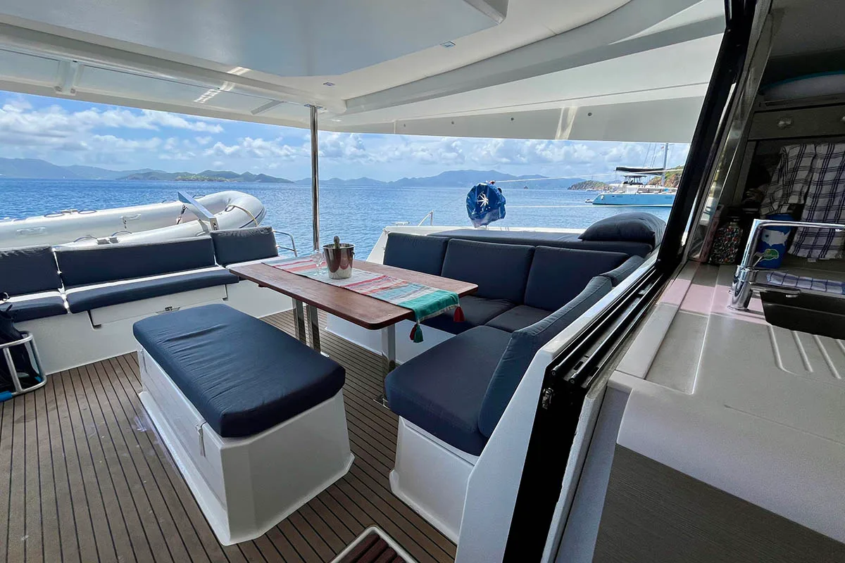 Spindrift, a Fountaine Pajot Elba 45 catamaran at Road Town, British Virgin Islands