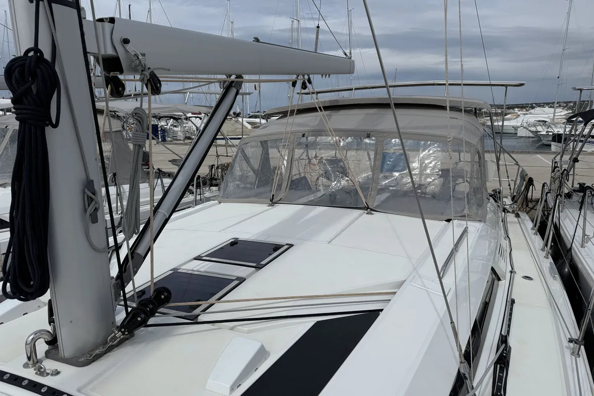 Deck of Artemis, a Beneteau Oceanis 46.1 sailboat at Općina Rogoznica, Croatia