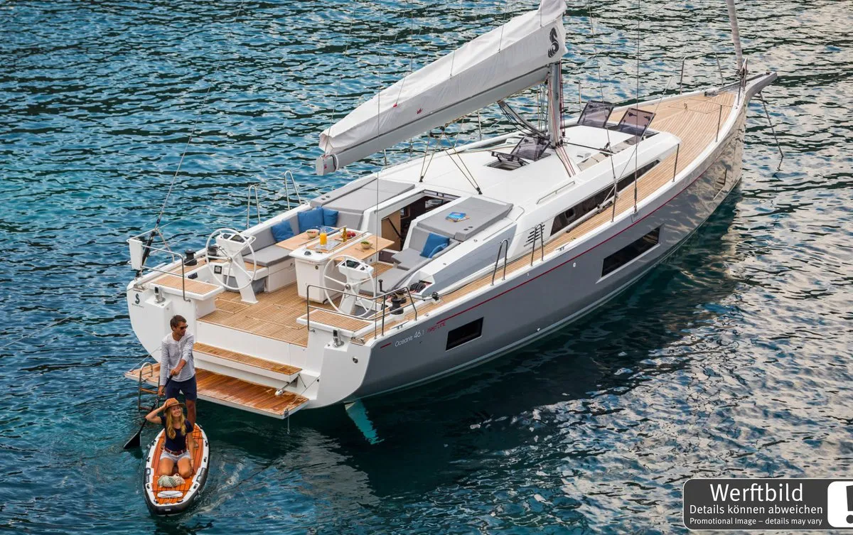 Salon of Artemis, a Beneteau Oceanis 46.1 sailboat at Općina Rogoznica, Croatia
