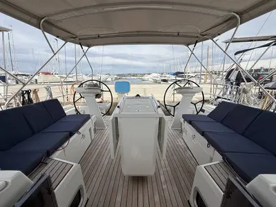 Deck of Artemis, a Beneteau Oceanis 46.1 sailboat at Općina Rogoznica, Croatia