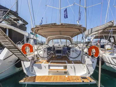 Deck of Peace, a Beneteau Oceanis 41.1 sailboat at Municipal Unit of Lefkada, Greece