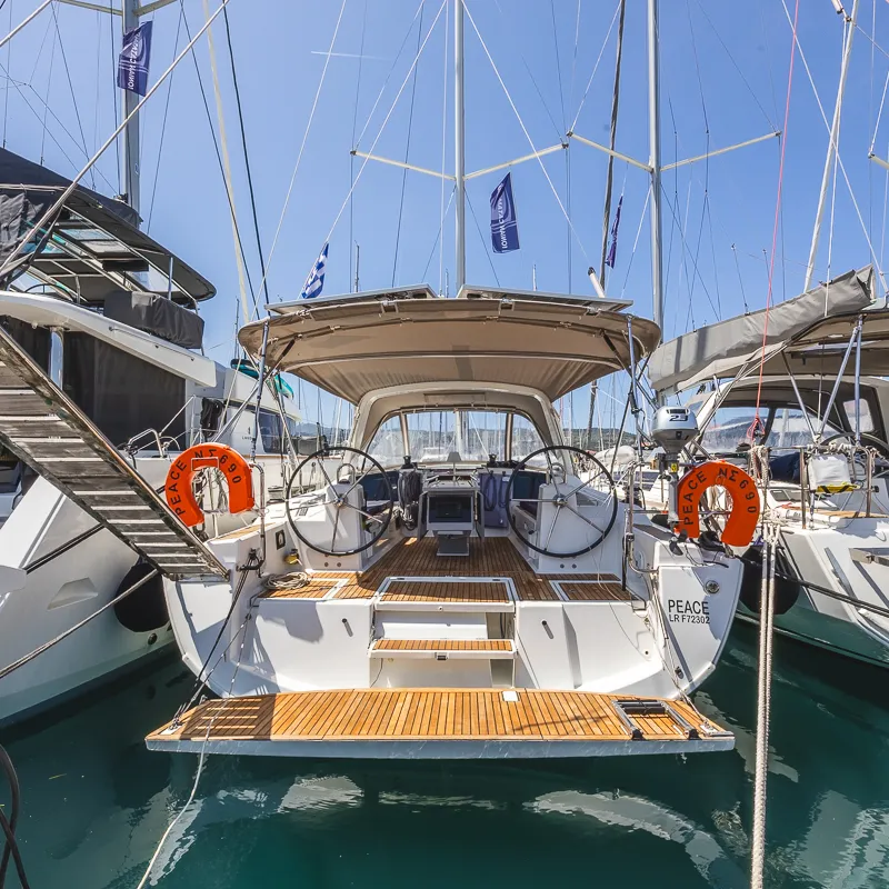 Deck of Peace, a Beneteau Oceanis 41.1 sailboat at Municipal Unit of Lefkada, Greece