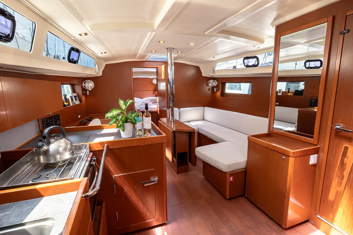 Salon of Peace, a Beneteau Oceanis 41.1 sailboat at Municipal Unit of Lefkada, Greece