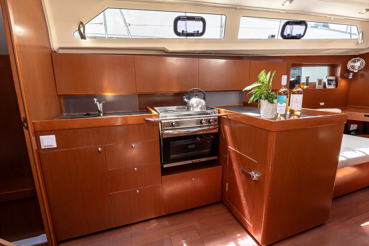 Galley of Peace, a Beneteau Oceanis 41.1 sailboat at Municipal Unit of Lefkada, Greece
