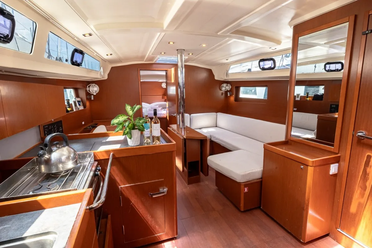 Salon of Peace, a Beneteau Oceanis 41.1 sailboat at Municipal Unit of Lefkada, Greece