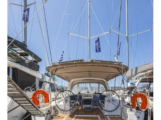 Cockpit of Peace, a Beneteau Oceanis 41.1 sailboat at Municipal Unit of Lefkada, Greece
