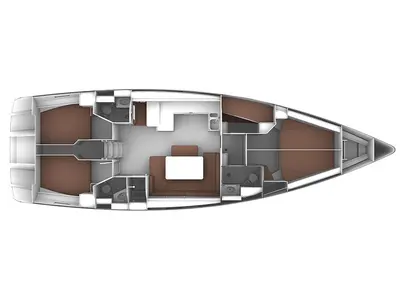 Floor plan of India, a Bavaria Cruiser 51 sailboat at Općina Sukošan, Croatia