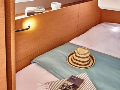 Cabin on Sagittarius, a Jeanneau Sun Odyssey 440 sailboat at Jezera, Croatia