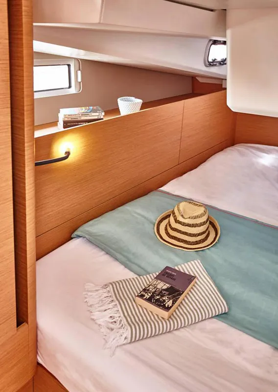 Cabin on Sagittarius, a Jeanneau Sun Odyssey 440 sailboat at Jezera, Croatia
