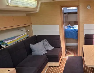 Salon of Edelweiss, a Hanse 458 sailboat at Municipal Unit of Lefkada, Greece