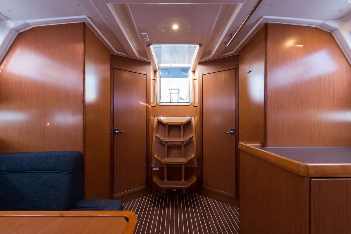 Salon of Morning Star, a Bavaria Cruiser 46 sailboat at Nea Peramos, Greece