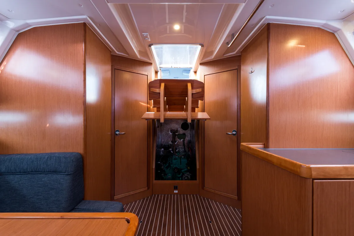 Salon of Morning Star, a Bavaria Cruiser 46 sailboat at Nea Peramos, Greece