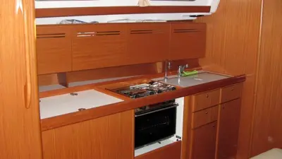 Galley of Hermes, a Beneteau Cyclades 43.4 sailboat at Preveza, Greece