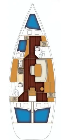 Floor plan of Hermes, a Beneteau Cyclades 43.4 sailboat at Preveza, Greece
