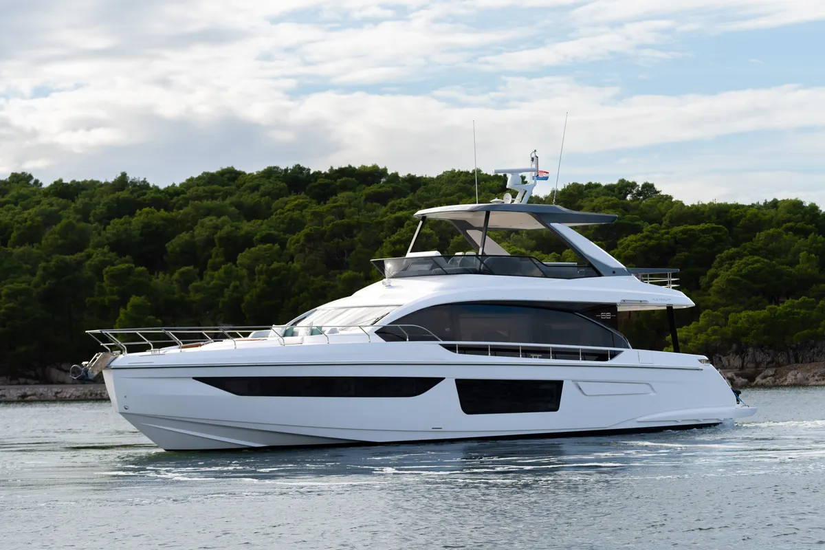Exterior view of Donna, a Azimut 68E motor yacht at Grad Šibenik, Croatia