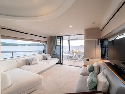 Salon of Donna, a Azimut 68E motor yacht at Grad Šibenik, Croatia