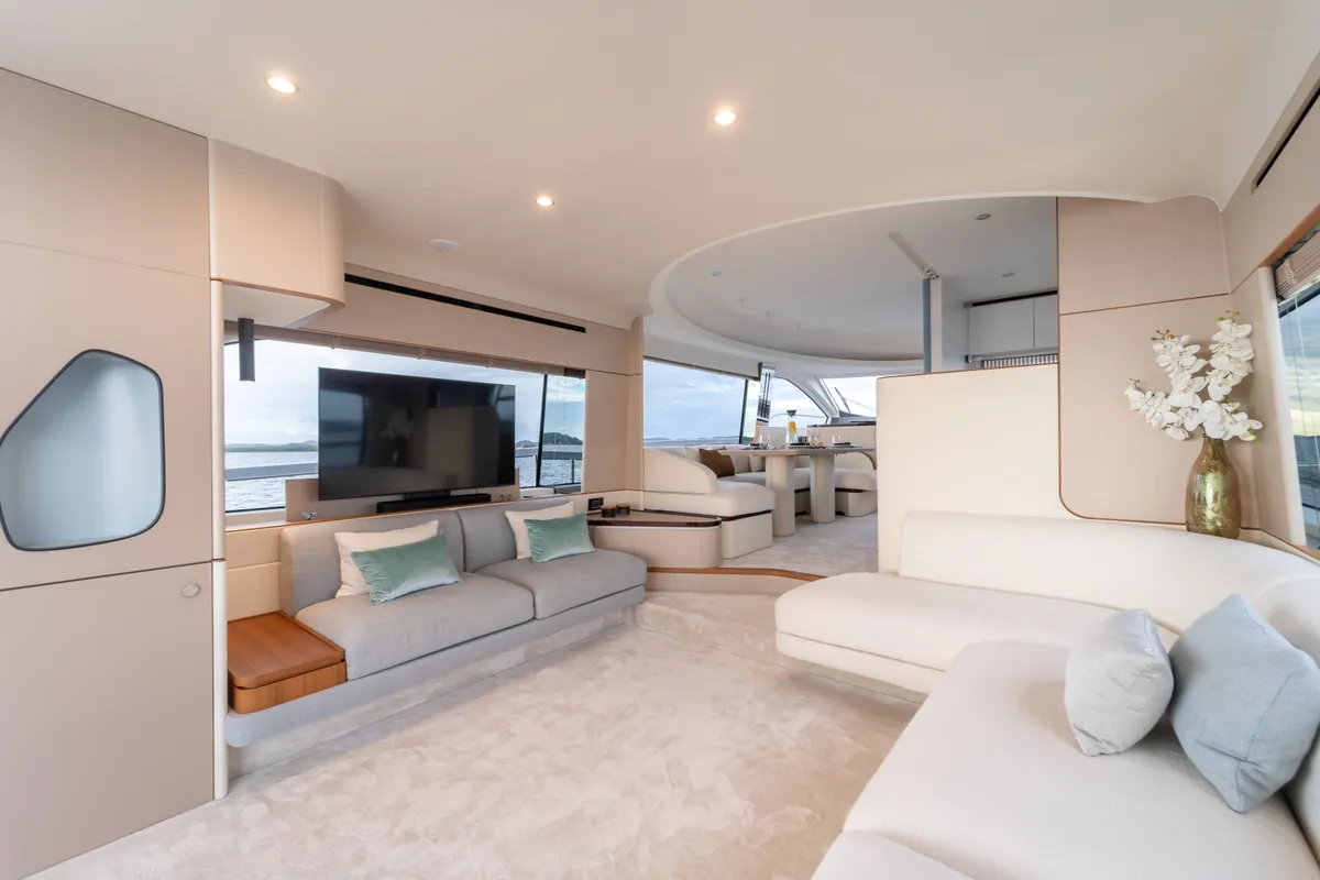 Salon of Donna, a Azimut 68E motor yacht at Grad Šibenik, Croatia