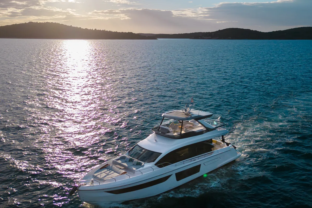 Exterior view of Donna, a Azimut 68E motor yacht at Grad Šibenik, Croatia