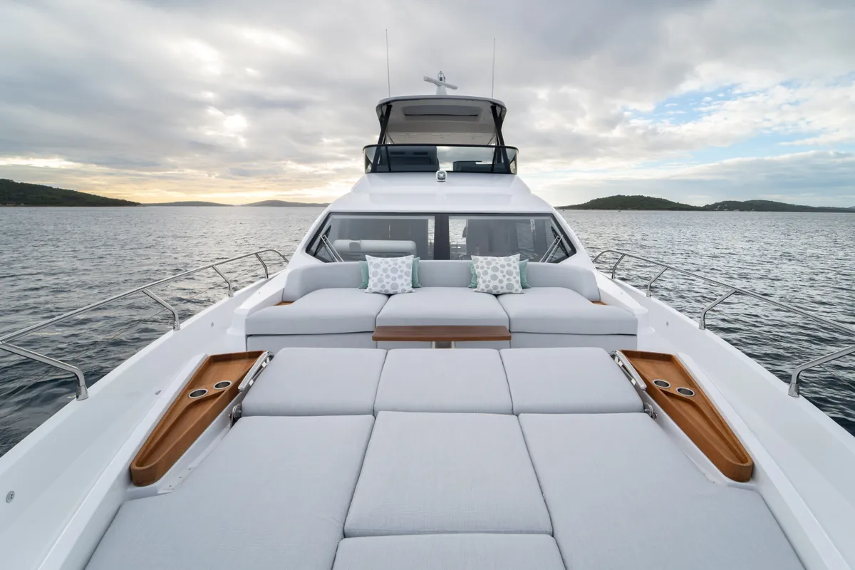 Deck of Donna, a Azimut 68E motor yacht at Grad Šibenik, Croatia