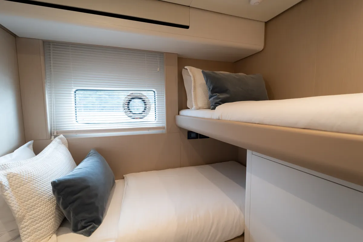 Cabin on Donna, a Azimut 68E motor yacht at Grad Šibenik, Croatia