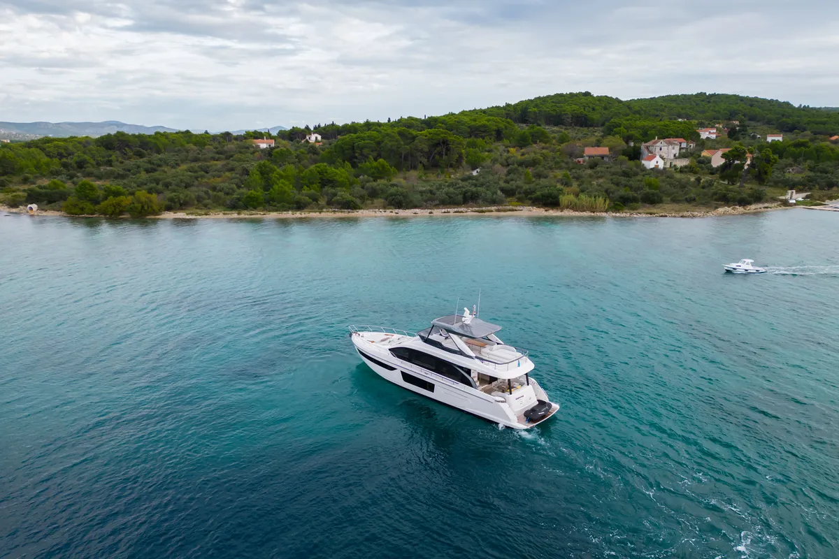 Exterior view of Donna, a Azimut 68E motor yacht at Grad Šibenik, Croatia
