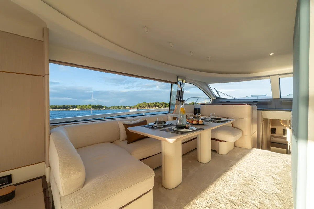 Salon of Donna, a Azimut 68E motor yacht at Grad Šibenik, Croatia