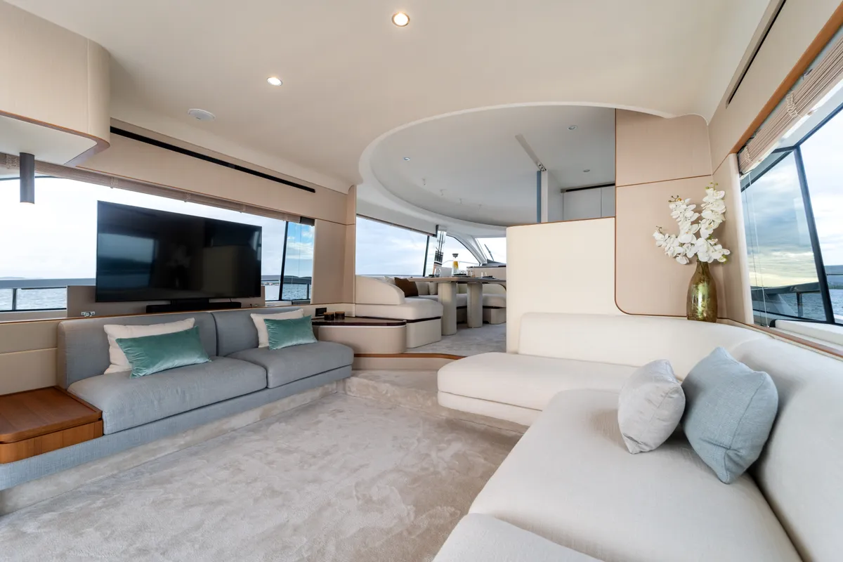 Salon of Donna, a Azimut 68E motor yacht at Grad Šibenik, Croatia