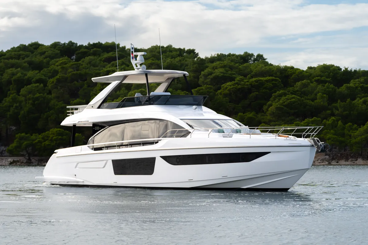 Exterior view of Donna, a Azimut 68E motor yacht at Grad Šibenik, Croatia