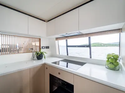 Galley of Donna, a Azimut 68E motor yacht at Grad Šibenik, Croatia