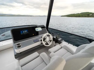 Cockpit of Donna, a Azimut 68E motor yacht at Grad Šibenik, Croatia