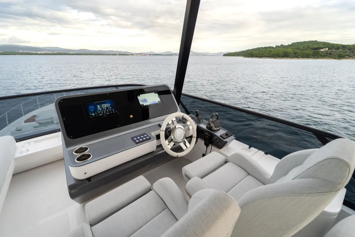 Cockpit of Donna, a Azimut 68E motor yacht at Grad Šibenik, Croatia