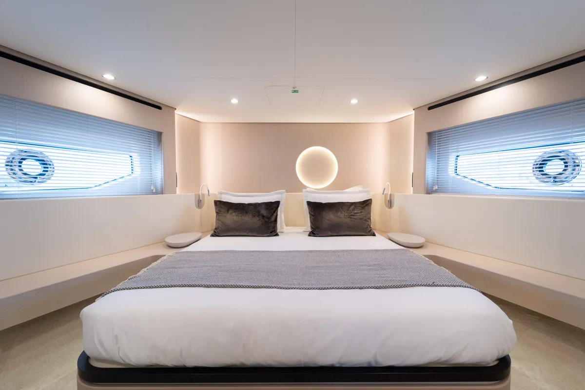 Cabin on Donna, a Azimut 68E motor yacht at Grad Šibenik, Croatia
