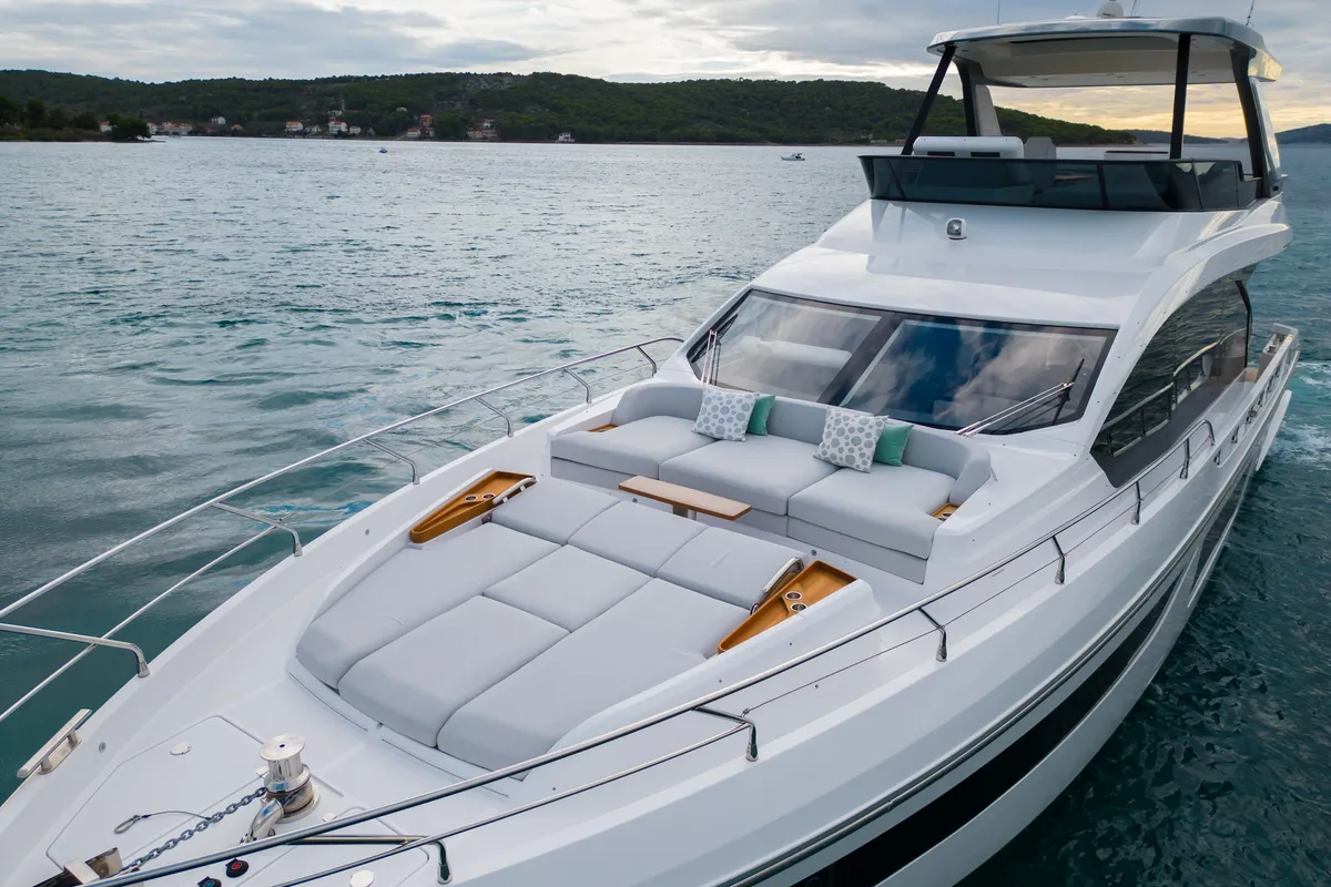 Deck of Donna, a Azimut 68E motor yacht at Grad Šibenik, Croatia