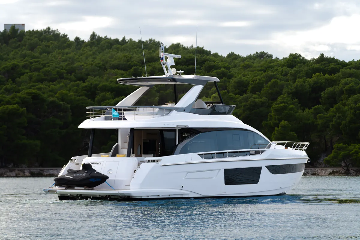 Exterior view of Donna, a Azimut 68E motor yacht at Grad Šibenik, Croatia