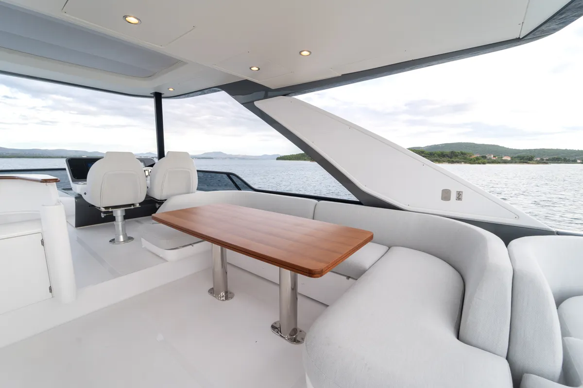 Deck of Donna, a Azimut 68E motor yacht at Grad Šibenik, Croatia