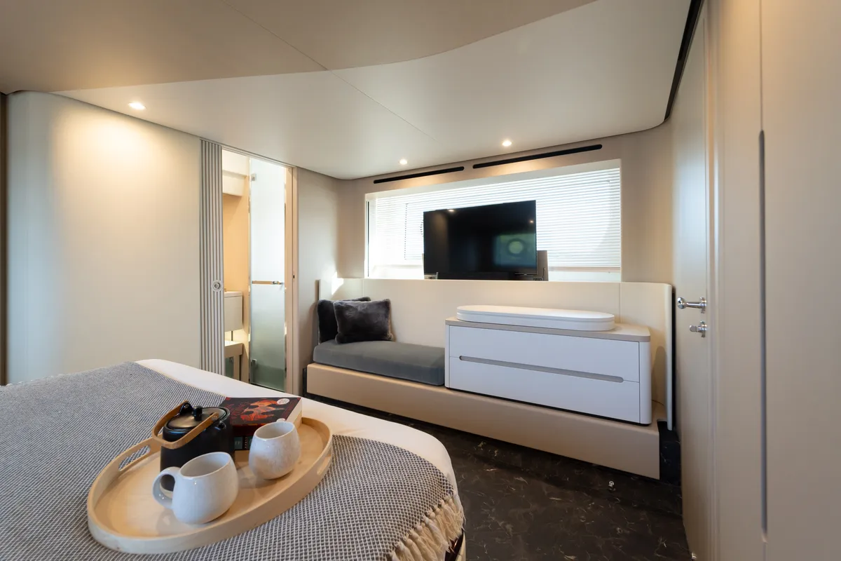 Cabin on Donna, a Azimut 68E motor yacht at Grad Šibenik, Croatia