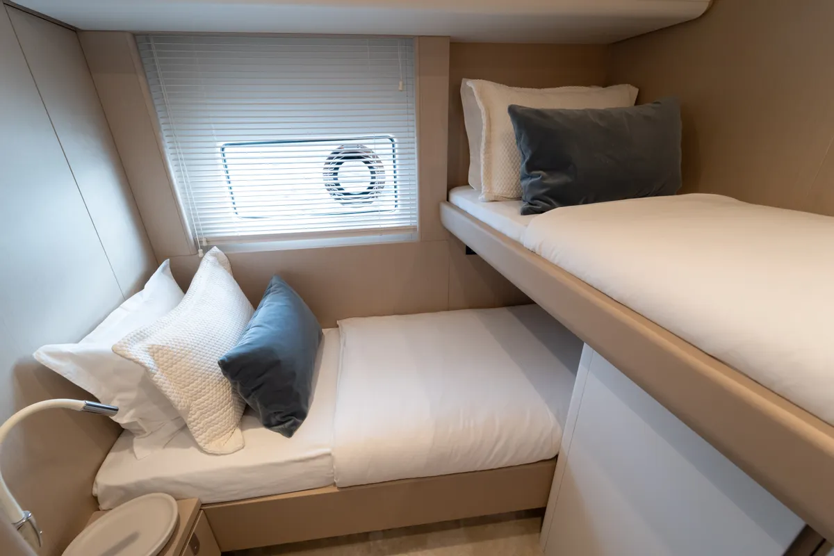 Cabin on Donna, a Azimut 68E motor yacht at Grad Šibenik, Croatia