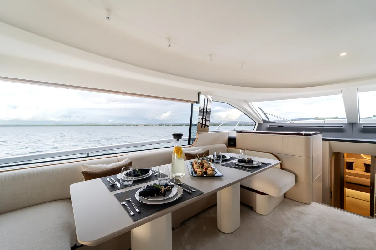 Salon of Donna, a Azimut 68E motor yacht at Grad Šibenik, Croatia