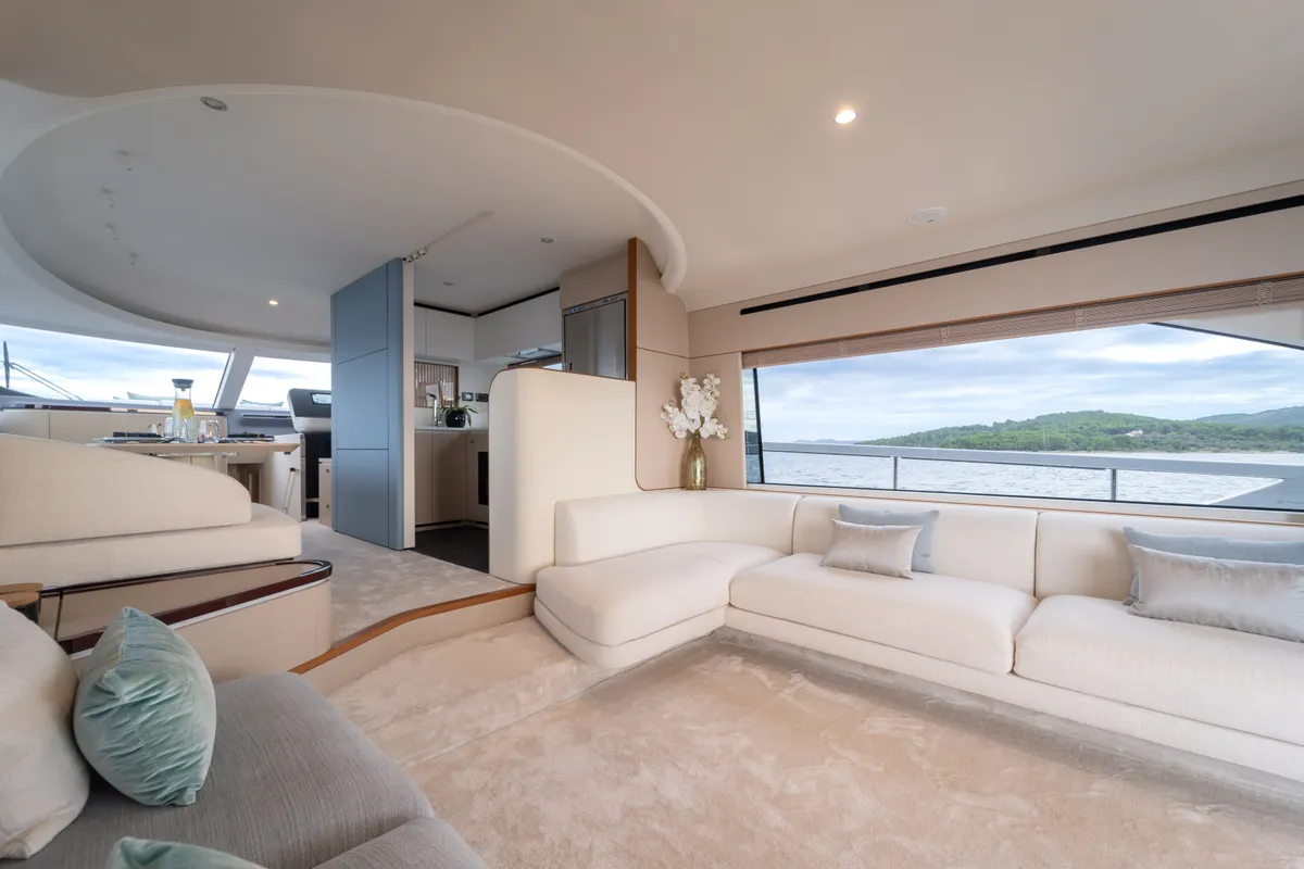 Salon of Donna, a Azimut 68E motor yacht at Grad Šibenik, Croatia