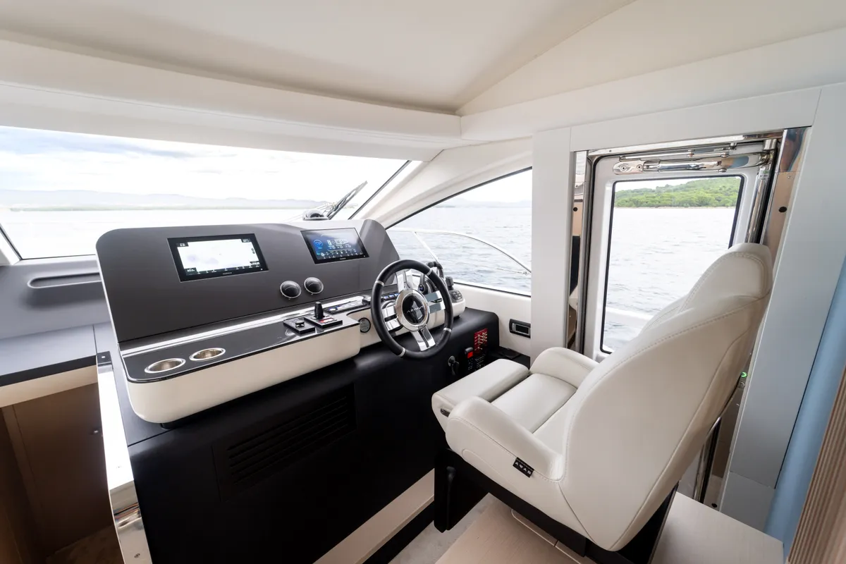 Cockpit of Donna, a Azimut 68E motor yacht at Grad Šibenik, Croatia