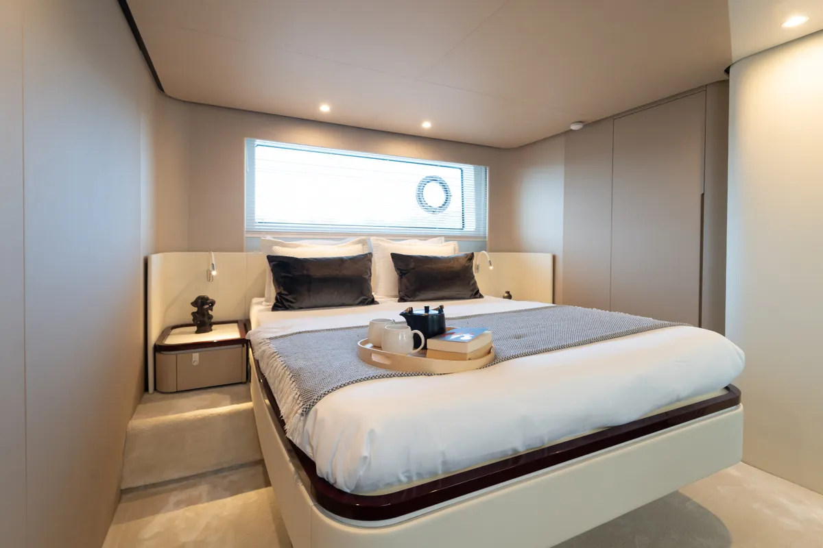 Cabin on Donna, a Azimut 68E motor yacht at Grad Šibenik, Croatia