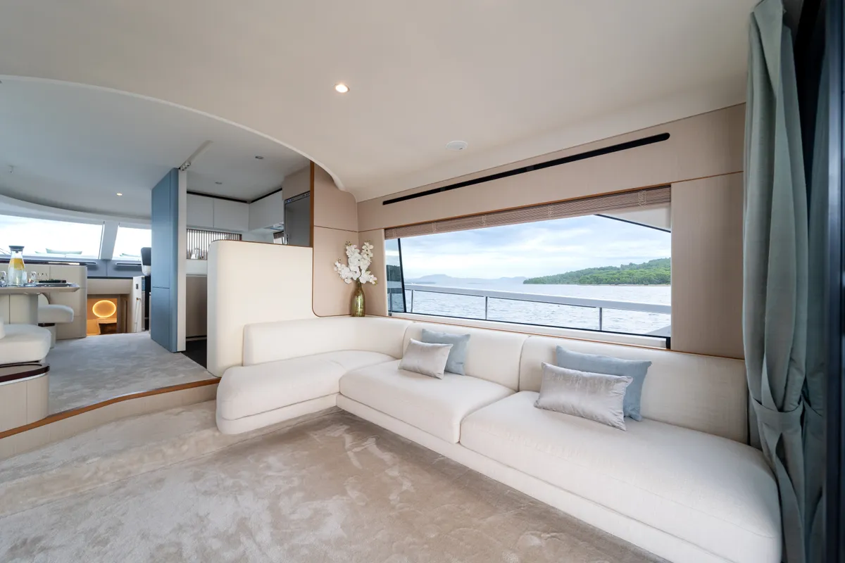 Salon of Donna, a Azimut 68E motor yacht at Grad Šibenik, Croatia