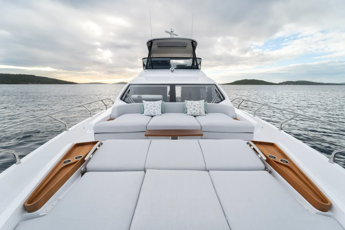 Deck of Donna, a Azimut 68E motor yacht at Grad Šibenik, Croatia