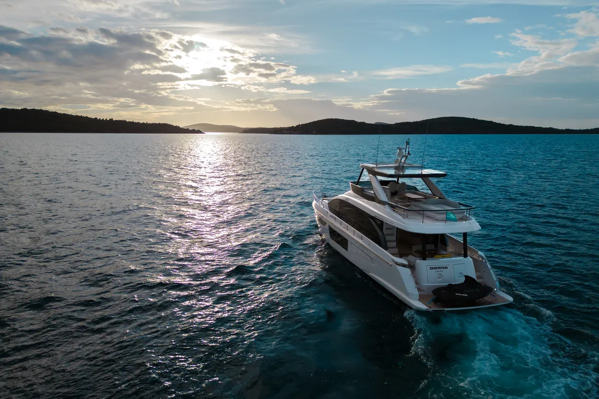 Exterior view of Donna, a Azimut 68E motor yacht at Grad Šibenik, Croatia